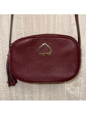 kate spade Kourtney Cherrywood Burgundy Genuine Leather Crossbody Camera Bag